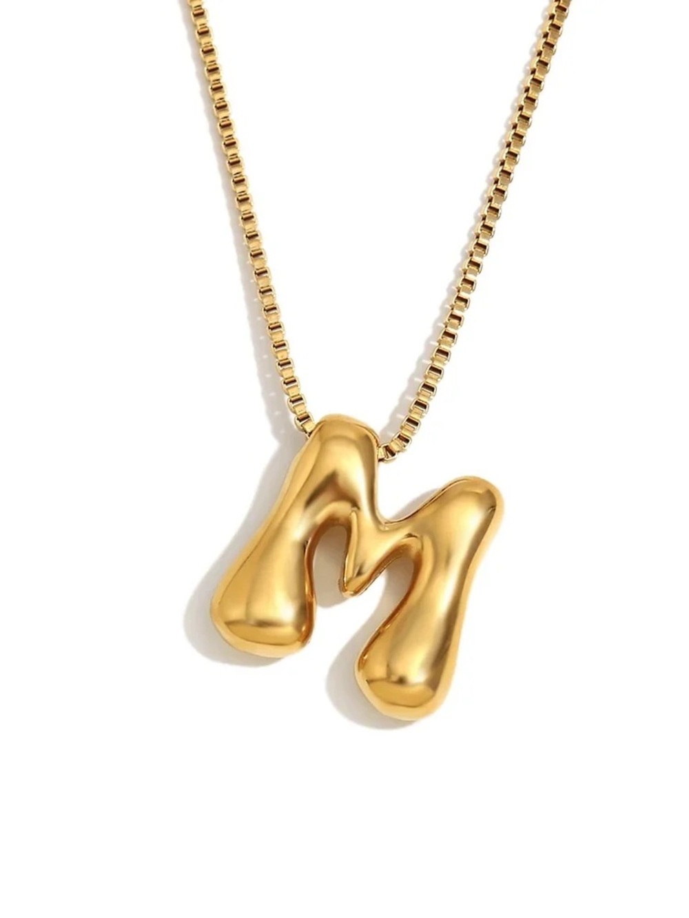 18 KGP Gold Bubble Initial Pendant Necklace